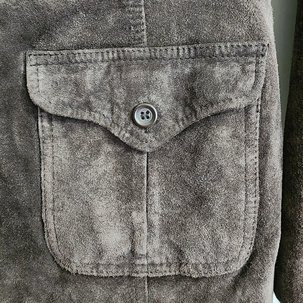 Liz Claiborne Women's Brown Suede Leather Blazer Jacket Petite Medium